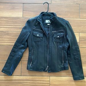 Michael Kors leather bomber jacket